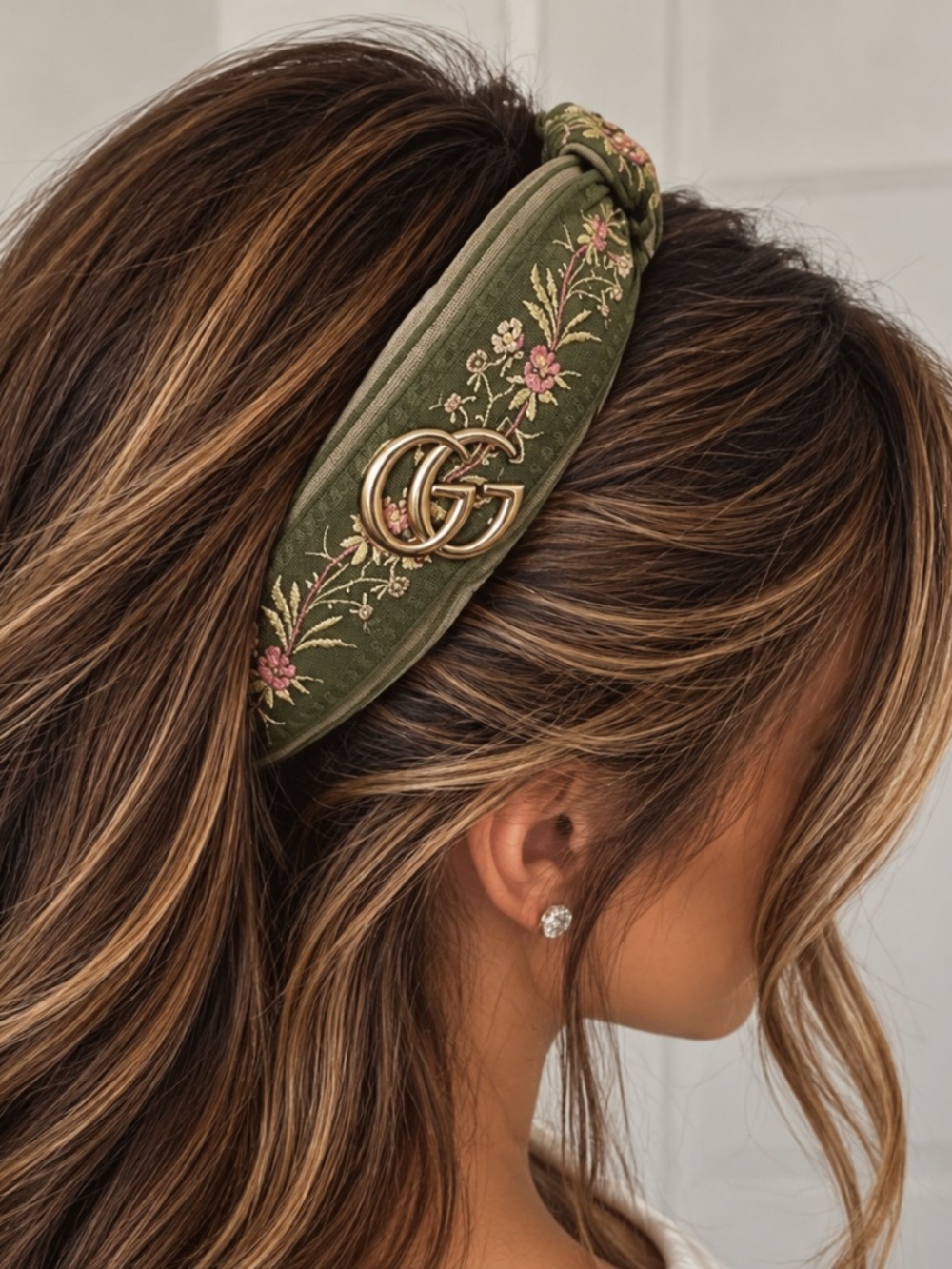 GG Style Green Embroidery Luxury Headband New